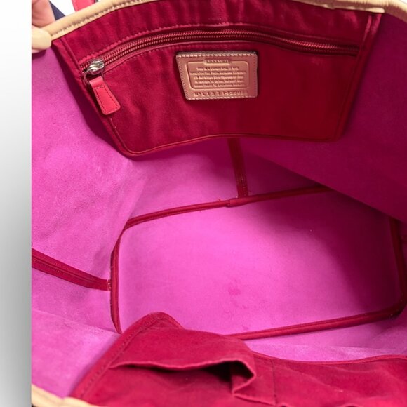 COACH RED TOTE WITH CHERRY BAG CHARM AND SCARF - Picture 5 of 8